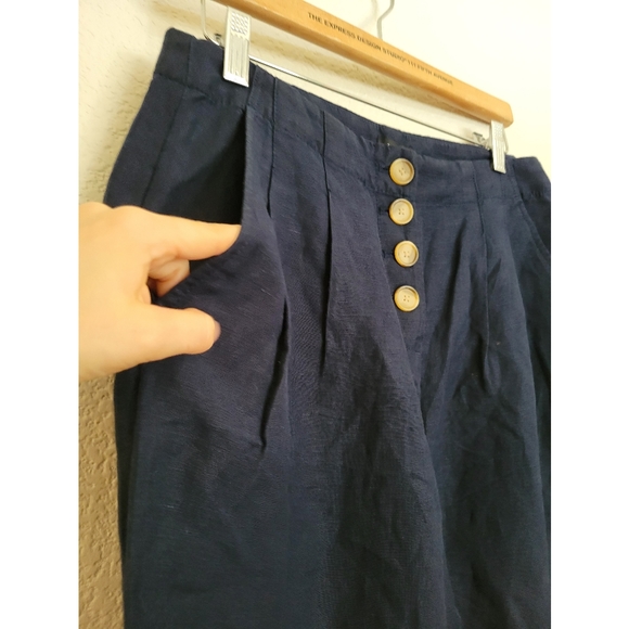NWT womens Loft linen ankle pant Size small blue navy color - Picture 2 of 8